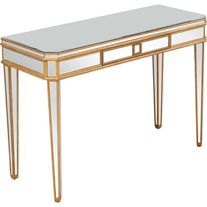 Homeroots Antiqued Gold Finish Console Table   396661