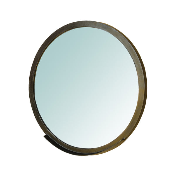 Homeroots 30" Gold Round Framed Accent Mirror  Bronze 396668
