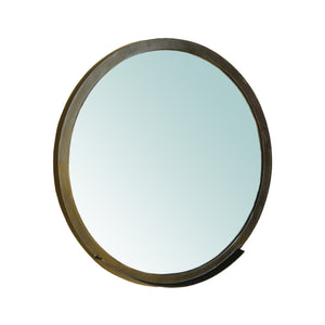 Homeroots 30" Gold Round Framed Accent Mirror  Bronze 396668