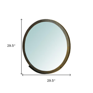 Homeroots 30" Gold Round Framed Accent Mirror  Bronze 396668