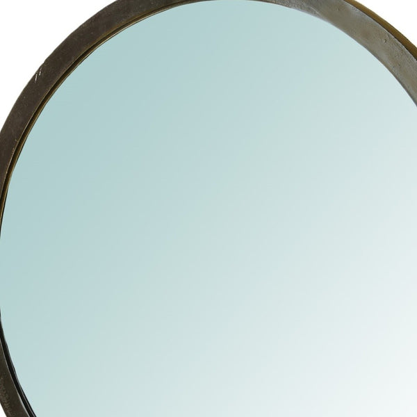 Homeroots 30" Gold Round Framed Accent Mirror  Bronze 396668