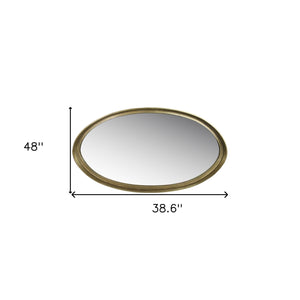 Homeroots 48" Gold Round Framed Accent Mirror  Metal 396669