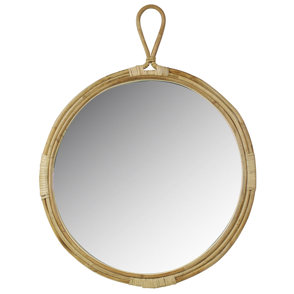 Homeroots Round Bamboo Wall Mirror  Bamboo ,Glass 396671