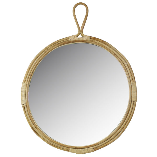 Homeroots Round Bamboo Wall Mirror  Bamboo ,Glass 396671