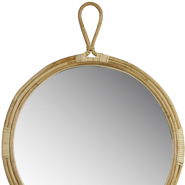 Homeroots Round Bamboo Wall Mirror  Bamboo ,Glass 396671