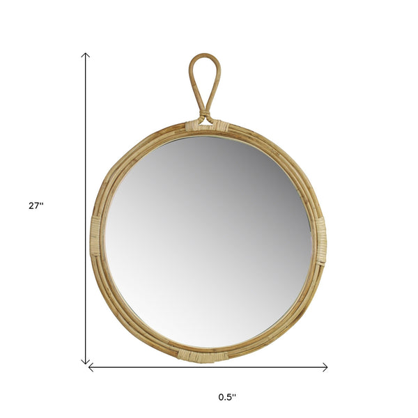 Homeroots Round Bamboo Wall Mirror  Bamboo ,Glass 396671