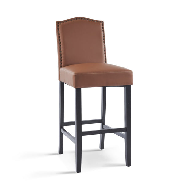 English Elm Barstools Set of 2 Pu Leather Seating Rubberwood Legs for Kitchen Island or Home Bar N779P254675L