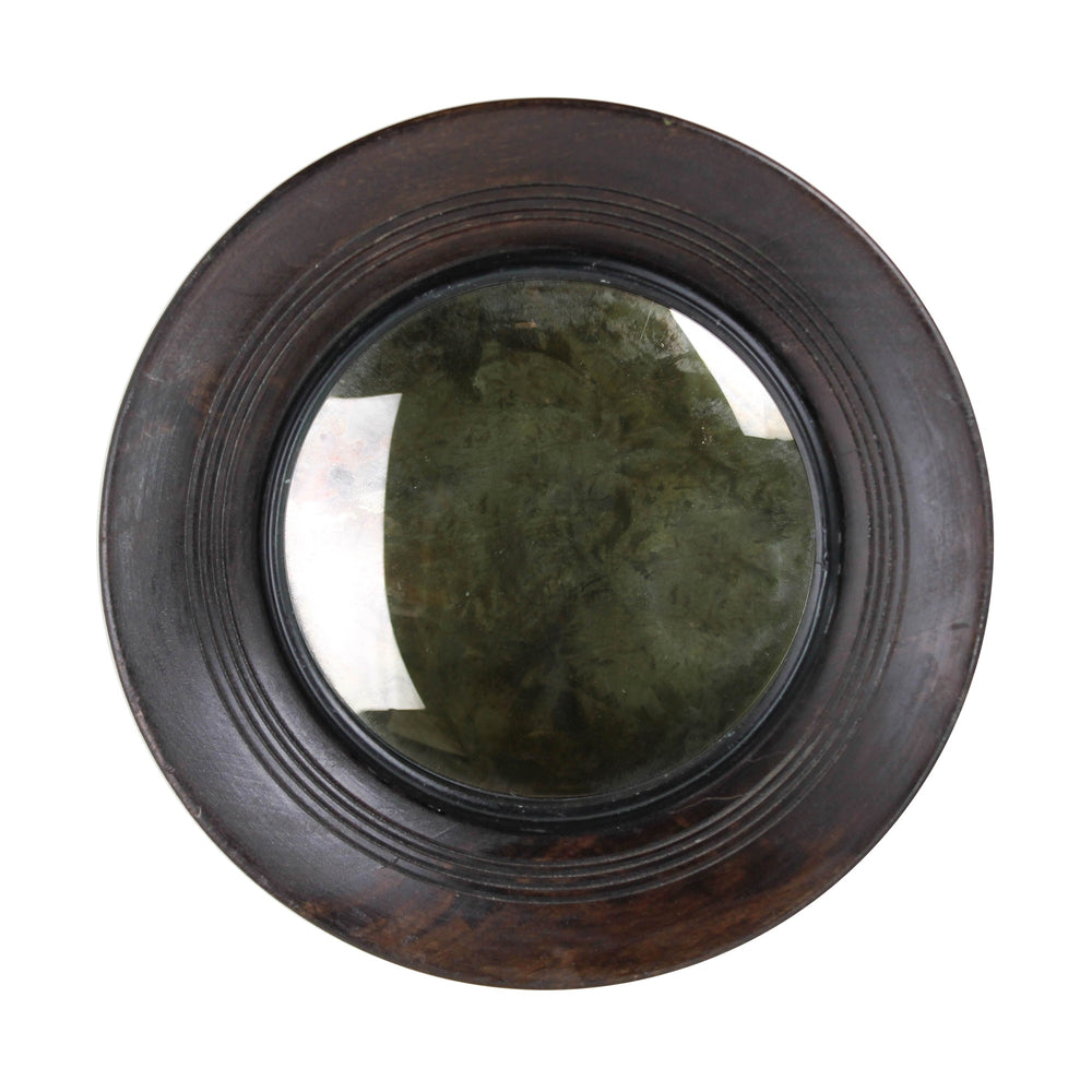 Homeroots Petite Dark Brown Wooden Convex Mirror  Wood ,Glass 396681