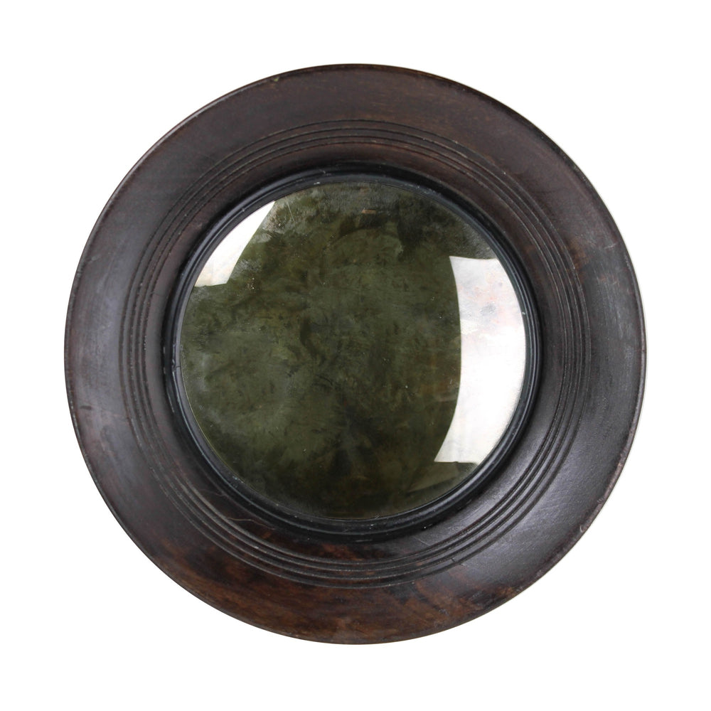 Homeroots Petite Dark Brown Wooden Convex Mirror  Wood ,Glass 396681