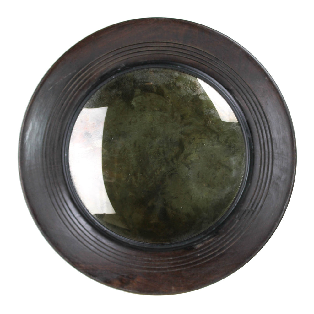 Homeroots Dark Brown Wooden Convex Mirror  Wood ,Glass 396682