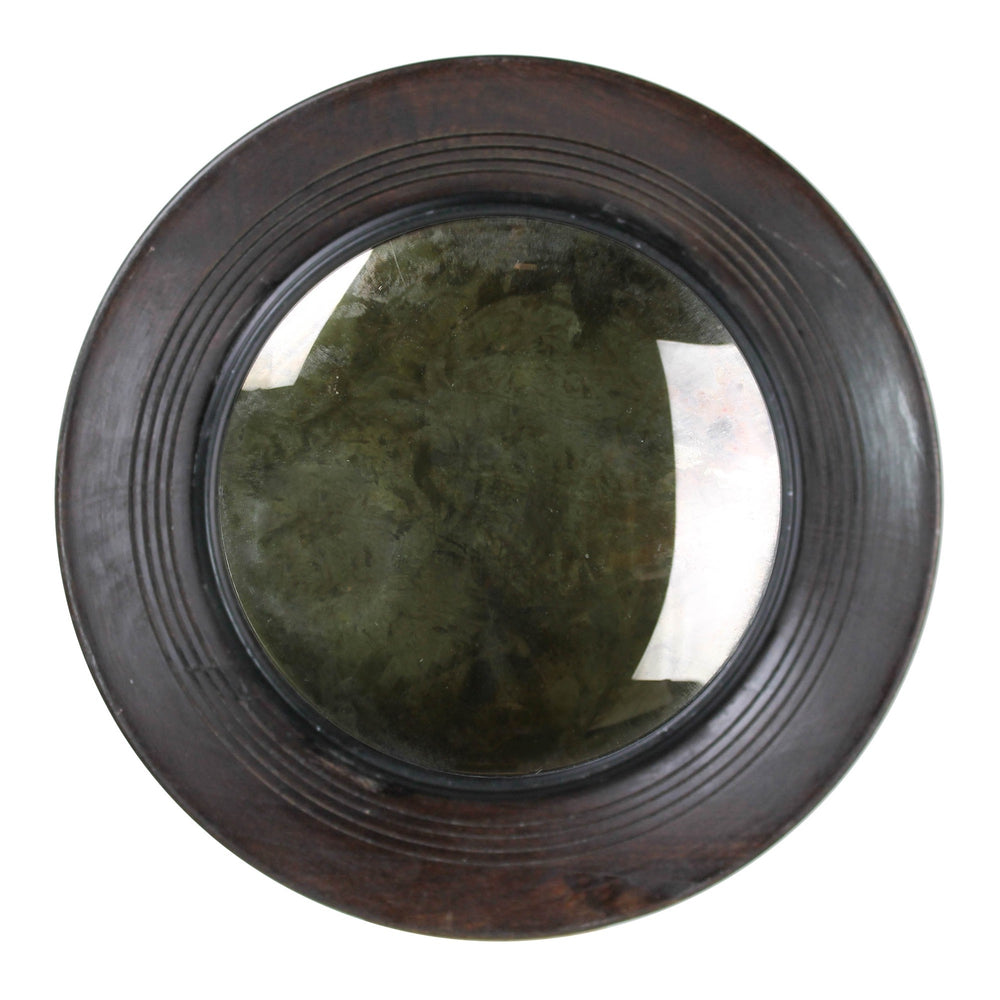 Homeroots Dark Brown Wooden Convex Mirror  Wood ,Glass 396682