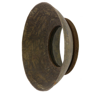 Homeroots 16" Dark Brown Reclaimed And Distressed Metal Round Bowl Accent Mirror  Glass ,Metal 396684