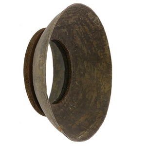 Homeroots 16" Dark Brown Reclaimed And Distressed Metal Round Bowl Accent Mirror  Glass ,Metal 396684