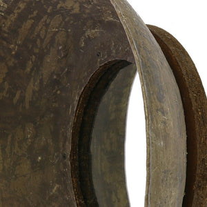 Homeroots 16" Dark Brown Reclaimed And Distressed Metal Round Bowl Accent Mirror  Glass ,Metal 396684