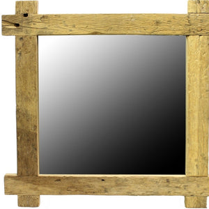 Homeroots 33" Natural Brown Square Framed Accent Mirror  Reclaimed Wood ,Glass 396686