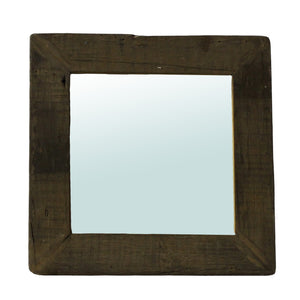 Homeroots 16" Brown Square Framed Accent Mirror  Reclaimed Wood ,Glass 396695