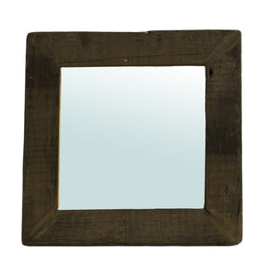 Homeroots 16" Brown Square Framed Accent Mirror  Reclaimed Wood ,Glass 396695