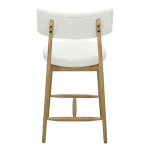 English Elm Christopher Knight Home® - Mid Century Modern Counter Stools Set Of 2 - Natural Wood & Beige Upholstered Comfort Design N771P205427A