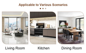 English Elm Table And Chair Set - Modern Wood Texture Mdf Coffee Table With Glass Legs & 4 Transparent Chairs W1151S02076-GIGA