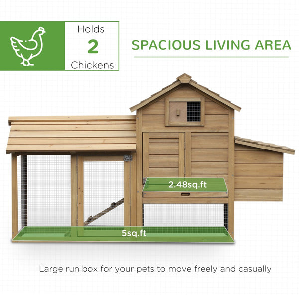 English Elm Pawhut Solid Fir Elevated Chicken Coop with Nesting Box and Run for Backyard Flocks W2225P217057