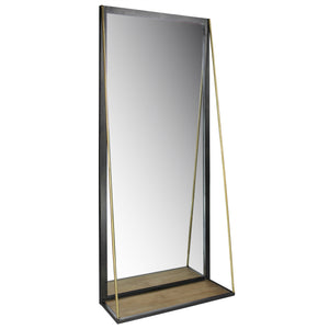 Homeroots Black Metal Mirror With Shelf  Brass,Glass 396705