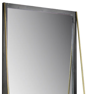 Homeroots Black Metal Mirror With Shelf  Brass,Glass 396705