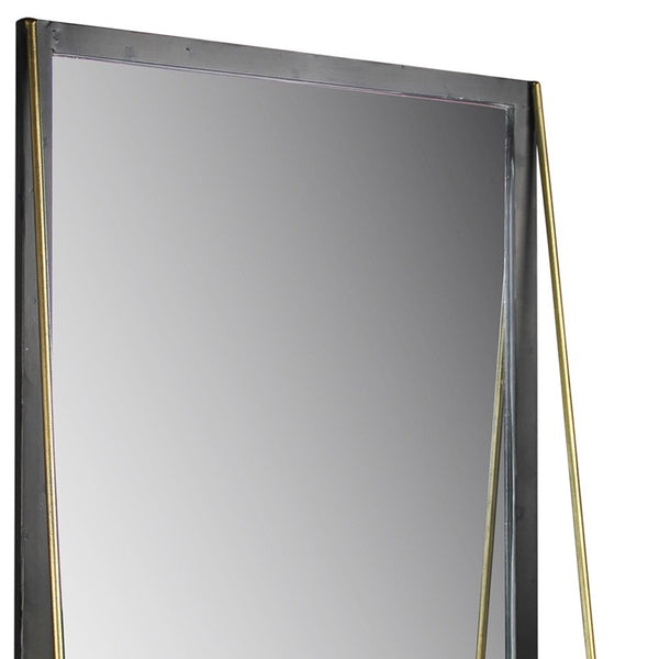 Homeroots Black Metal Mirror With Shelf  Brass,Glass 396705
