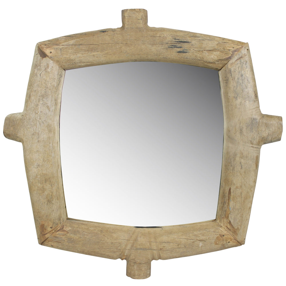 Homeroots Natural Wooden Square Wall Mirror  Reclaimed Wood,Glass 396706