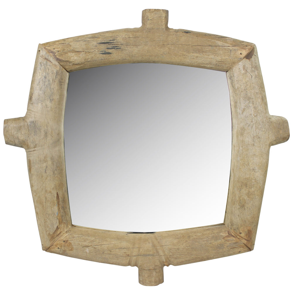Homeroots Natural Wooden Square Wall Mirror  Reclaimed Wood,Glass 396706