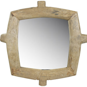 Homeroots Natural Wooden Square Wall Mirror  Reclaimed Wood,Glass 396706