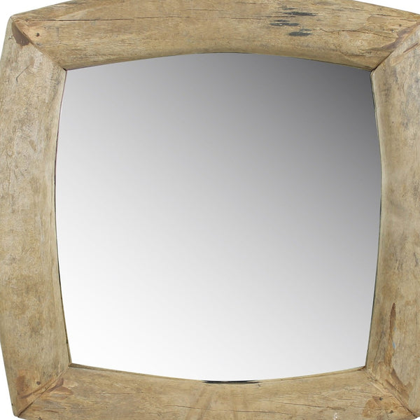 Homeroots Natural Wooden Square Wall Mirror  Reclaimed Wood,Glass 396706