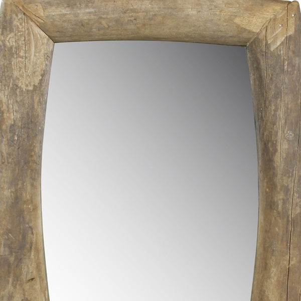 Homeroots Natural Wooden Wall Mirror  Reclaimed Wood ,Glass 396707