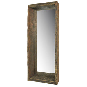 Homeroots Petite Wooden Mirrored Shelf  Reclaimed Wood ,Glass 396708