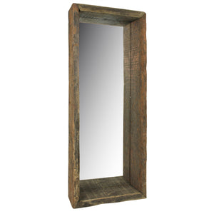 Homeroots Petite Wooden Mirrored Shelf  Reclaimed Wood ,Glass 396708