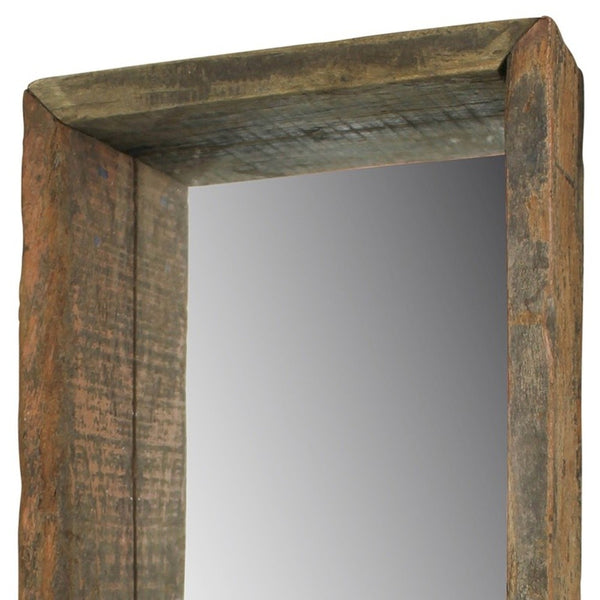 Homeroots Petite Wooden Mirrored Shelf  Reclaimed Wood ,Glass 396708