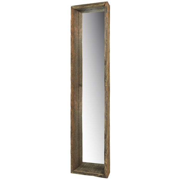 Homeroots 28" Natural Brown Framed Full Length Hanging Mirror  Reclaimed Wood ,Glass 396709