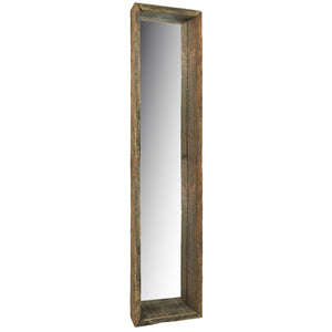 Homeroots 28" Natural Brown Framed Full Length Hanging Mirror  Reclaimed Wood ,Glass 396709