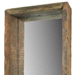 Homeroots 28" Natural Brown Framed Full Length Hanging Mirror  Reclaimed Wood ,Glass 396709