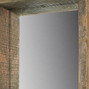 Homeroots 28" Natural Brown Framed Full Length Hanging Mirror  Reclaimed Wood ,Glass 396709