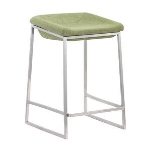 Homeroots Set Of Two 24" Green And Silver Steel Backless Counter Height Bar Chairs   396789