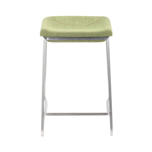 Homeroots Set Of Two 24" Green And Silver Steel Backless Counter Height Bar Chairs   396789