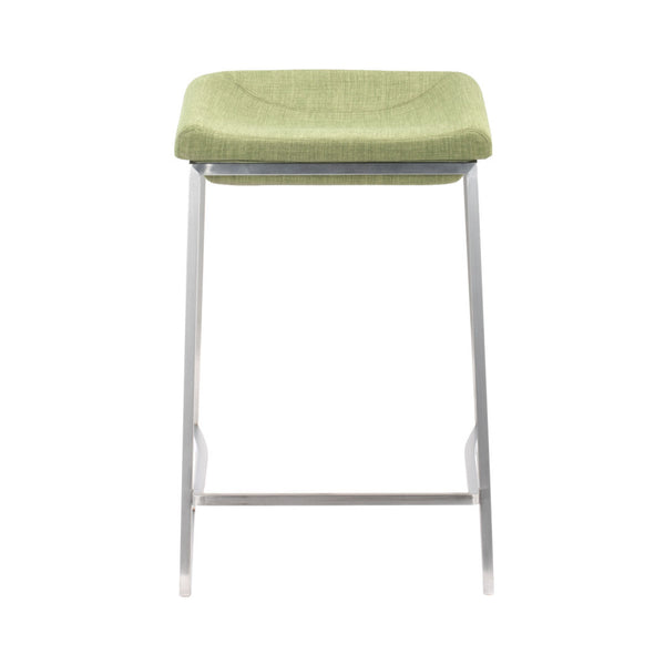 Homeroots Set Of Two 24" Green And Silver Steel Backless Counter Height Bar Chairs   396789