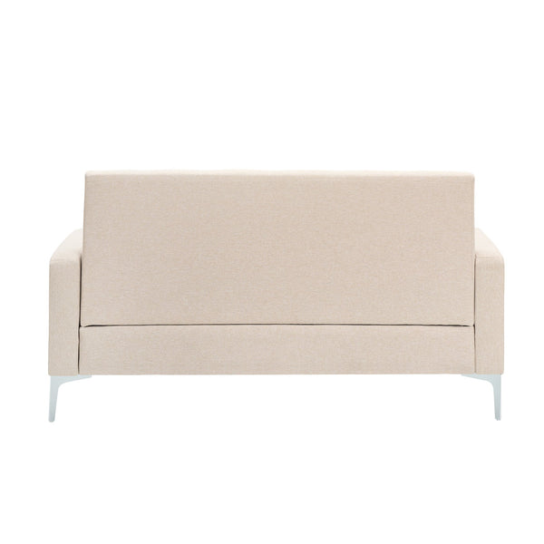 English Elm 57-inch Velvet Double Sofa with Built-In Storage, Solid Wood Frame, Silver Legs, 350lb Capacity and Modern Compact Design Beige W3356P346854