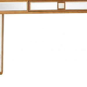 Homeroots Antiqued Gold Finish Mirror And Console Table   396811