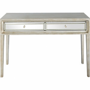 Homeroots 48" Silver Mirrored Glass Console Table   396812