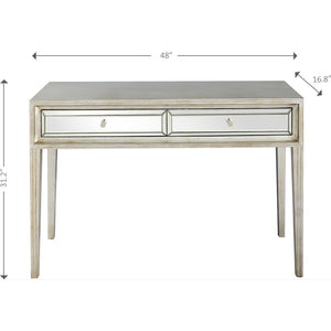 Homeroots 48" Silver Mirrored Glass Console Table   396812