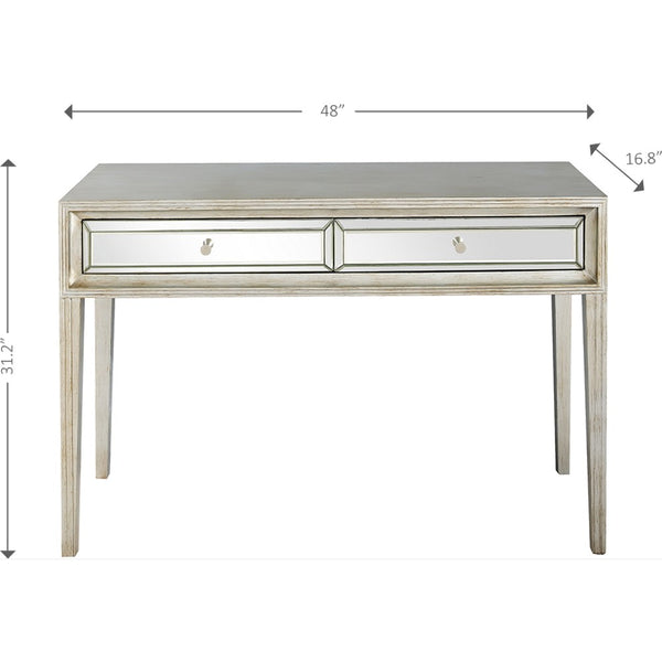 Homeroots 48" Silver Mirrored Glass Console Table   396812