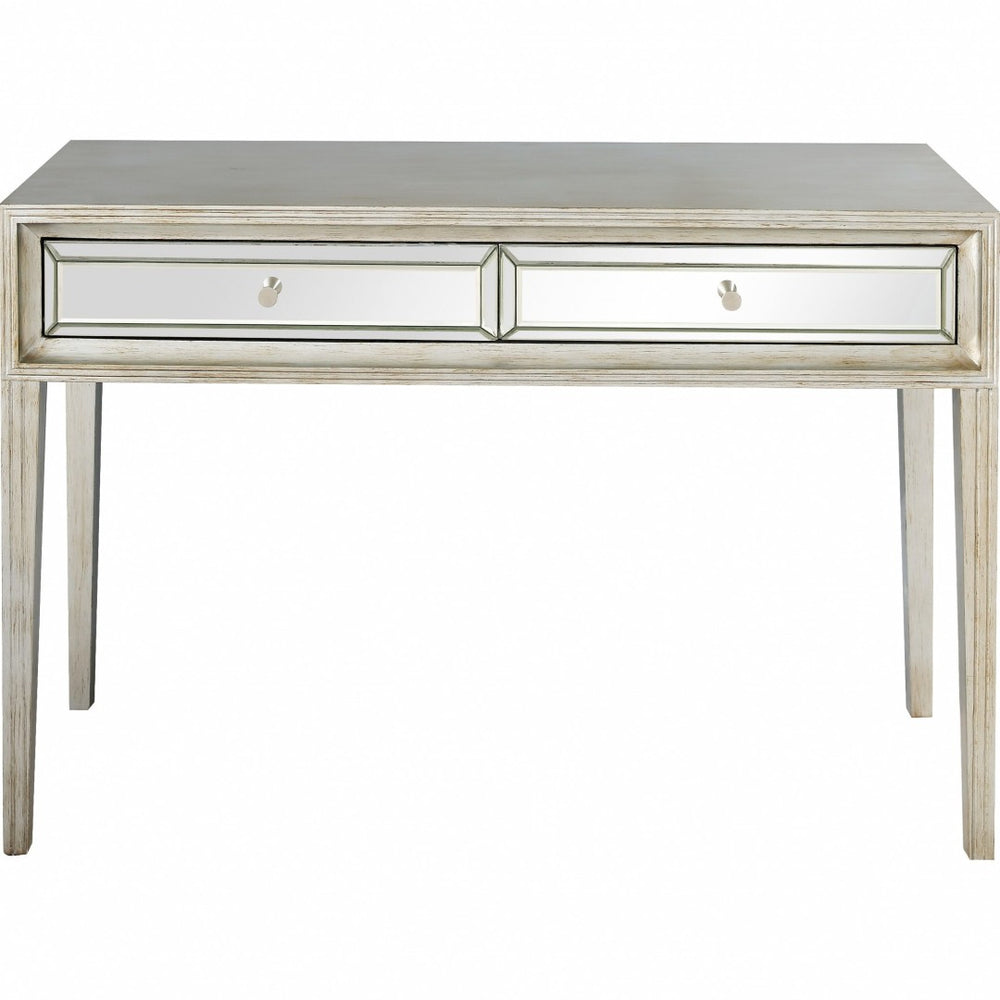 HomeRoots 48" Silver Mirrored Console Table – Elegant Storage Solution for Modern Entryways or Living Rooms 396812