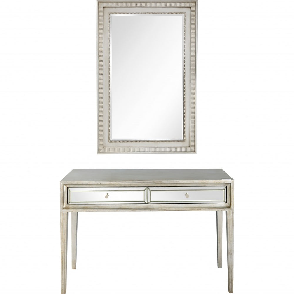 Homeroots Antiqued Silver Finish Mirror And Console Table   396813