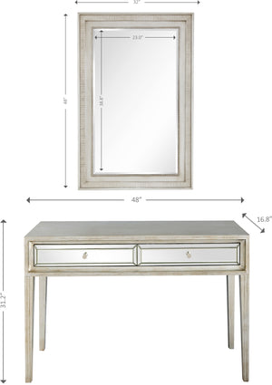 Homeroots Antiqued Silver Finish Mirror And Console Table   396813